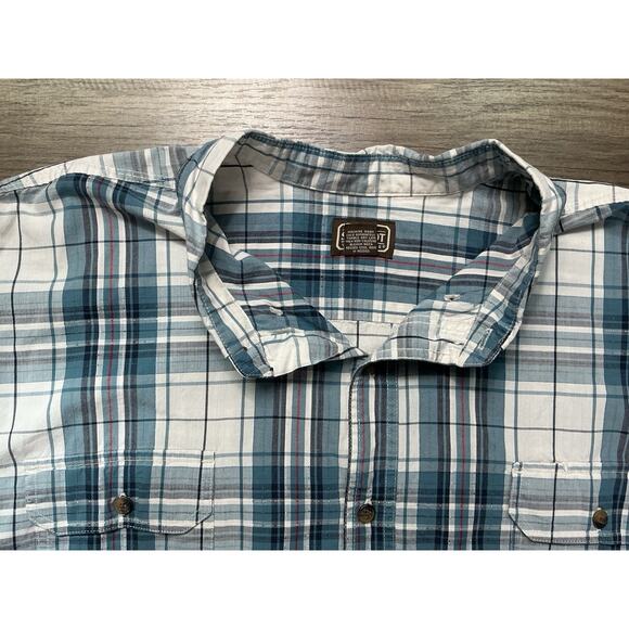 C.E. Schmidt Men’s Workwear Blue Plaid Short Sleeve Button Down Shirt Size 4X - Picture 5 of 8